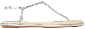 Rene Caovilla Diana Crystal-embellished Metallic Leather Sandals