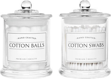House of Hampton Farmhouse Apothecary Jars With Lids Cotton Swab Dispensers And Cotton Ball Holders For Bathroom Vanity Storage And Organization With 8 Pcs Wterproof L