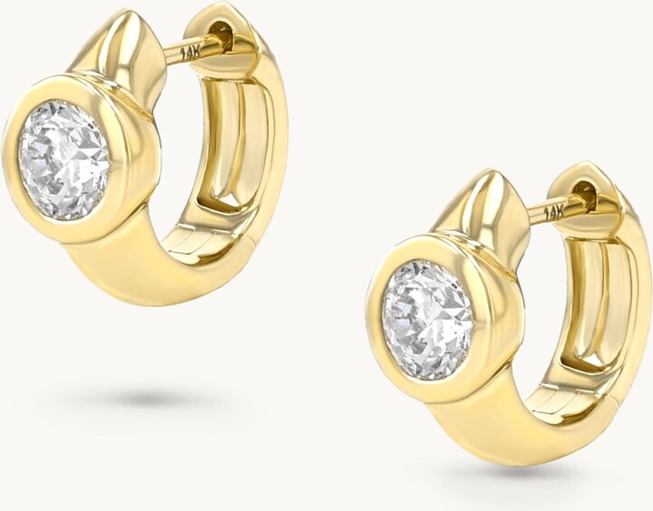 Sheryl Lowe Bezel-set Diamond Huggies