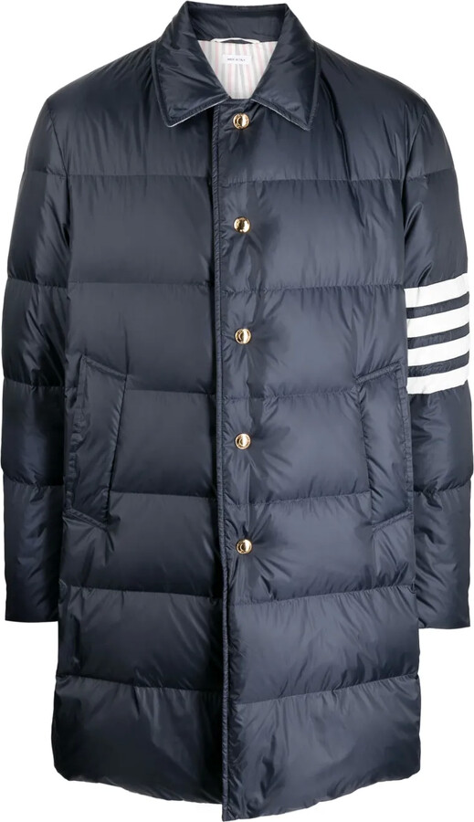 Thom Browne 4-bar Matte Nylon Bal Collar Overcoat