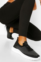 Thumbnail for your product : boohoo Stripe Detail Knitted Sports Trainers