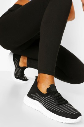boohoo Stripe Detail Knitted Sports Trainers