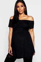 Thumbnail for your product : boohoo Maternity Off The Shoulder Ruched Front Top