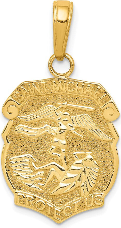 Diamond2Deal 14k Yellow Gold Saint Michael Medal Badge Pendant