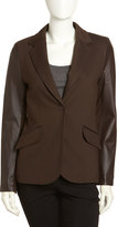 Thumbnail for your product : Neiman Marcus Ponte-Leather Blazer, Brown