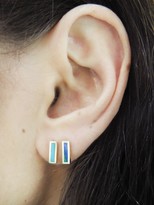 Thumbnail for your product : Jennifer Meyer Short Opal Inlay Bar Stud Earrings - Yellow Gold