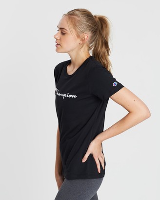 Champion Women's Black Short Sleeve T-Shirts - Script SS Tee
