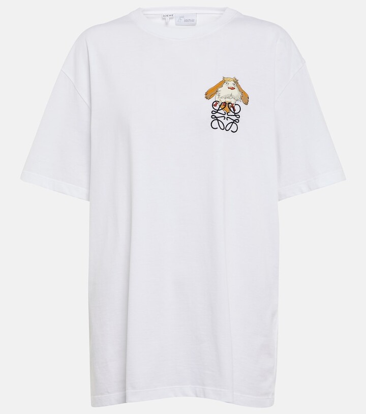 Loewe x Howl's Moving Castle Calcifer embroidered cotton T-shirt - ShopStyle