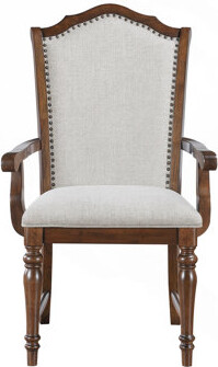 Wildon Home Formal Traditional Design Armchair Set Of 2 Fabric Upholstery Nailhead Trim Wooden Dining Furniture
