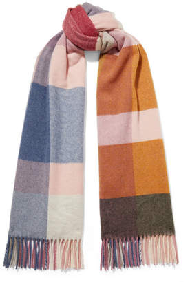 Holzweiler - Burbot Fringed Checked Wool And Cashmere-blend Scarf - Pink
