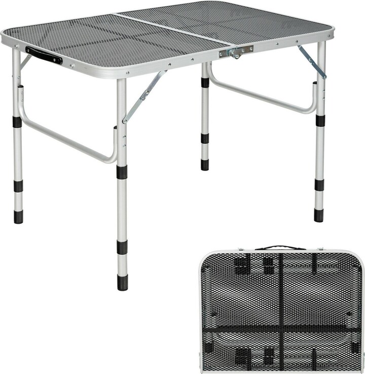 Gymax Folding Grill Table for Camping Lightweight Aluminum Metal Grill Stand Table