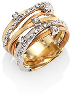 Thumbnail for your product : Marco Bicego Goa Diamond, 18K Rose, White & Yellow Gold Multi-Row Ring