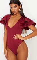 Thumbnail for your product : PrettyLittleThing Black Scuba Plunge Sleeve Detail Bodysuit