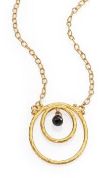 Gurhan Hoopla Black Diamond & 24K Yellow Gold Pendant Necklace