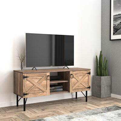 Latitude Run Wood Entertainment Furniture Vintage 2 Cupboards Walnut Cupboards Tv Stand Loft Wood 5 In Package Height