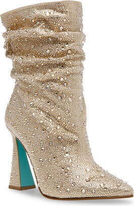 LingxiaUne Gold Sparkly Rhinestone Heels,Gold Leather