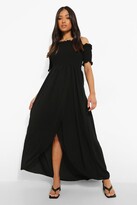 Thumbnail for your product : boohoo Petite Shirred Wrap Front Maxi Dress