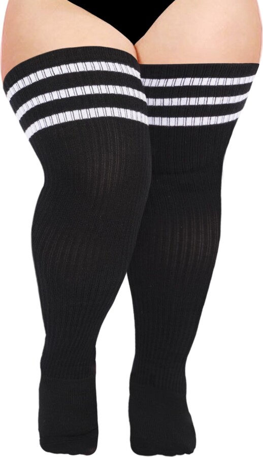 Moon Wood Plus Size Thigh High Socks for Thick Thighs Womens Knit