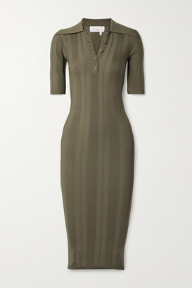 REMAIN Birger Christensen Joy Ribbed-knit Midi Dress - Beige - ShopStyle