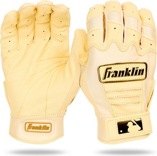 Men's Franklin MLB CFX Pro Baseball Batting Gloves Vanilla/Gold Small