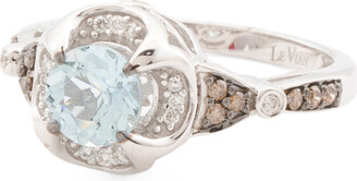 LeVian 14kt White Gold Diamond And Aquamarine Ring