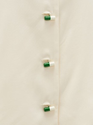 S.a.r.k - Daily Dose Pill-button Short-sleeved Silk Shirt - Cream