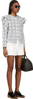 Thumbnail for your product : Thom Browne White & Black Draped Shoulder Plastic Insert Tweed Jacket