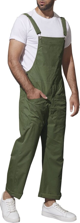 INCERUN Mens Dungarees Adjutable Strappy Bib Overalls Lightweight Loose  Trouser Pants Zipper Work Jumpsuits with Pocket D-Army Green 3XL - ShopStyle