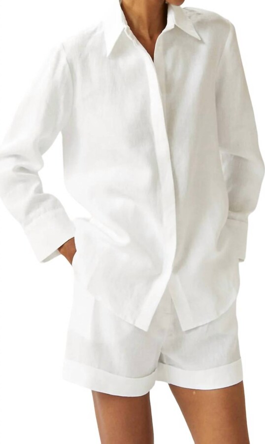CASA RAKI Laia Button Down Shirt In White