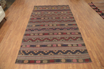 Isabelline Vegetable Dye Kilim Geometric Area Rug 7x11