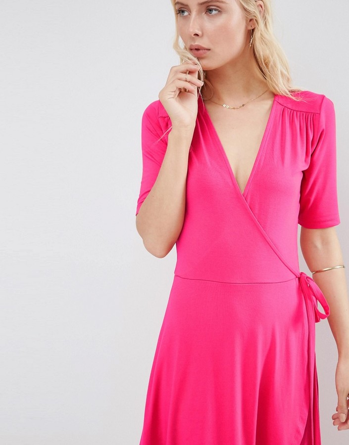ASOS Midi Tea Dress With Wrap Front - ShopStyle