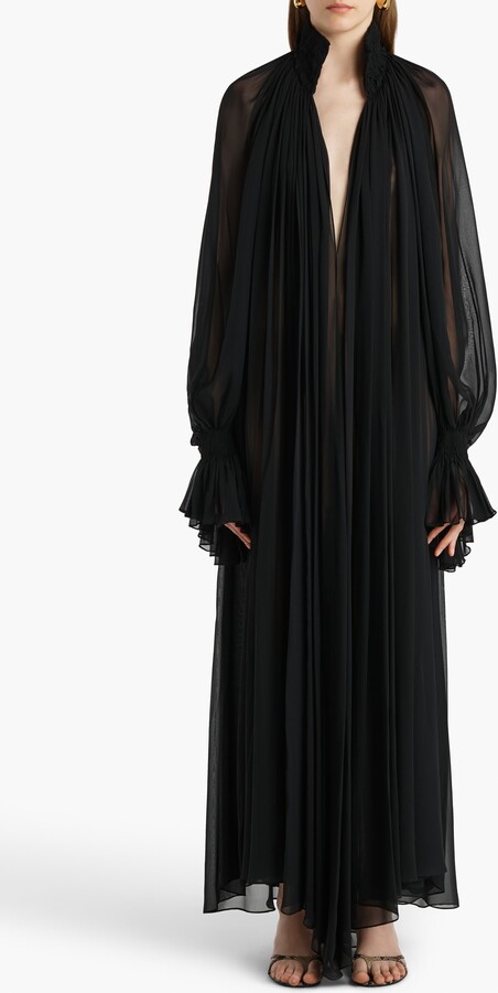 KHAITE Edgar Long Sleeve Silk Chiffon Dress
