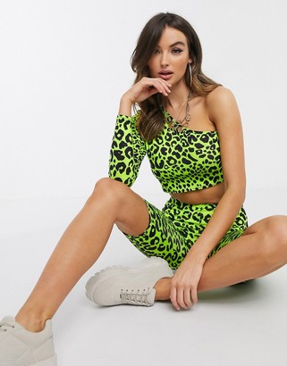I SAW IT FIRST leopard print one shoulder crop top co-ord