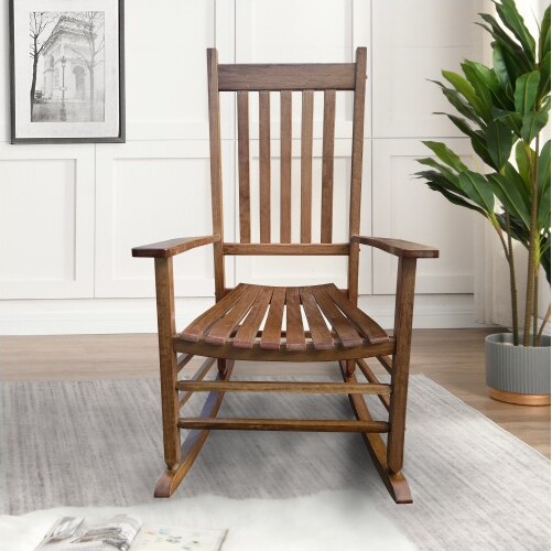 AkoasmWoodenReclinerChairforBalcony&Porch-Brown