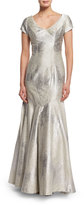 Thumbnail for your product : Theia Cap-Sleeve Sateen Mermaid Gown, Oyster