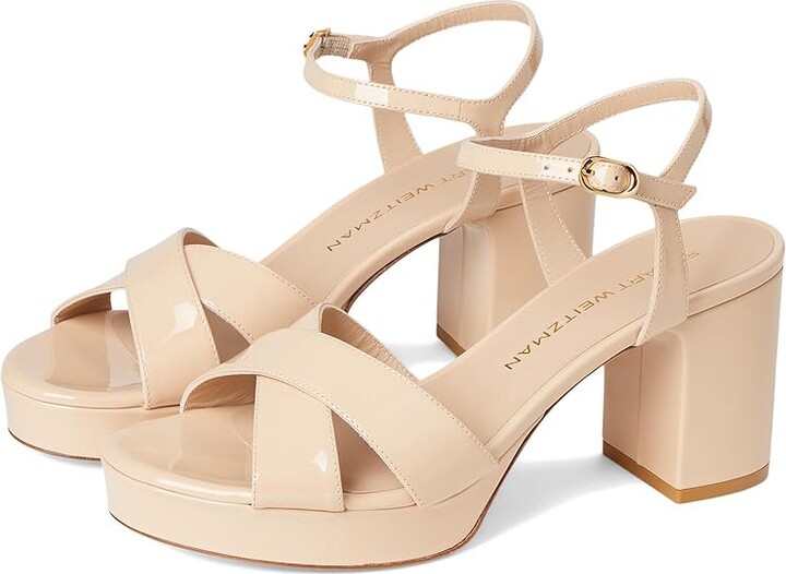 Stuart Weitzman Dayna Platform 80 Women's Wedge Shoes Barely Beige : 9 M, Leather
