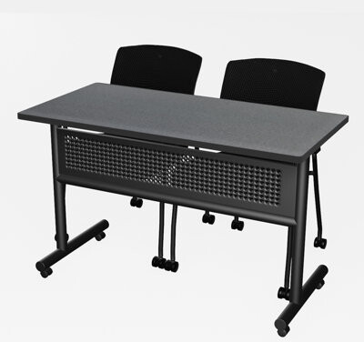 Inbox Zero Malikka Rectangle 2 Person Flip Top Training Table and Chair Set with Modesty Panel