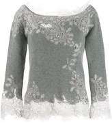 Thumbnail for your product : Ermanno Scervino floral lace cashmere sweater
