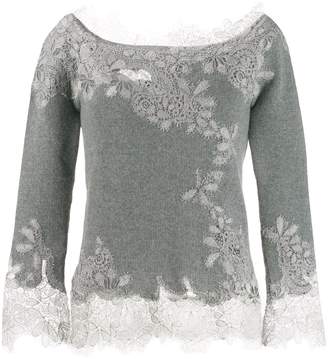Ermanno Scervino floral lace cashmere sweater