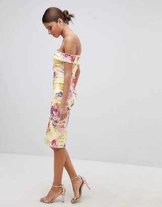 Missguided exclusive floral bardot midi dress