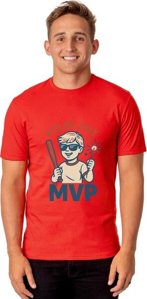 Intimo IntimoMen's4thofJulyMVPFireworksIndependenceDayPatrioticFunnyT-ShirtForAdults(Red,XX-Large)Multicolored