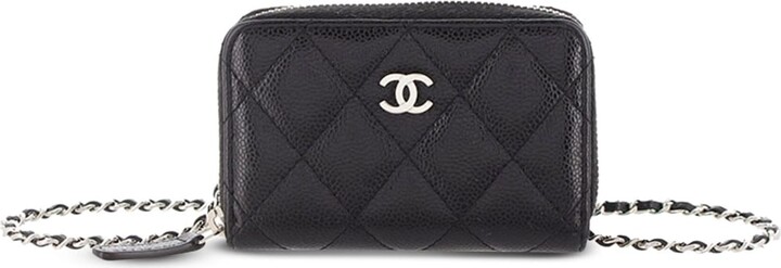 Chanel Pre Owned CC diamond-quilted wallet-on-chain - ShopStyle