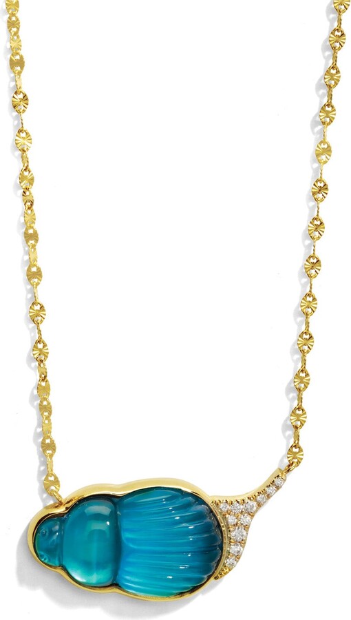 LITO FINE JEWELRY Sienna Big Blue Chalcedony & Diamond Scarab Yellow Gold  Necklace - ShopStyle