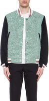 Thumbnail for your product : Thom Browne Tweed Nylon-Blend Varsity Jacket in Navy & Emerald