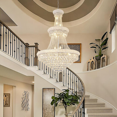 Rosdorf Park Kallen Luxury 19 - Light Tiered Crystal Chandelier For Staircases Living Room Hallway Entryway