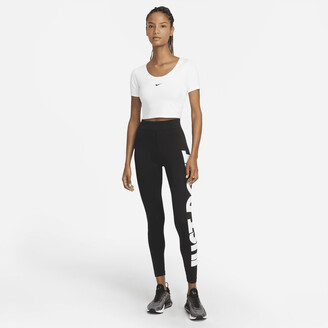 Nike Women's Sportswear Essential High-Waisted Graphic Leggings in Black -  ShopStyle
