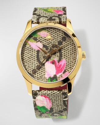 Gucci 38mm G-Timeless Watch w/ GG Supreme Canvas Strap - ShopStyle