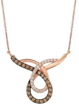 LeVian Chocolatier Vanilla Diamonds, Chocolate Diamonds & 14K Strawberry Gold Knot Pendant Necklace