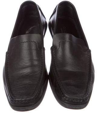 Gucci Leather Square-Toe Loafers