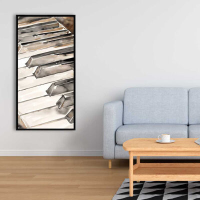 Lark Manor Piano - Brown Illustrative Framed Canvas for Home Decor